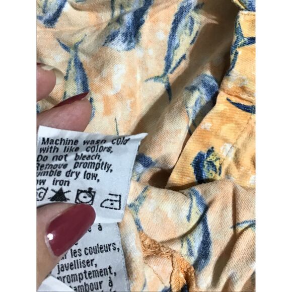 Columbia Swordfish Print Men's Short Sleeve Button Down Shirt (L) - Picture 7 of 9